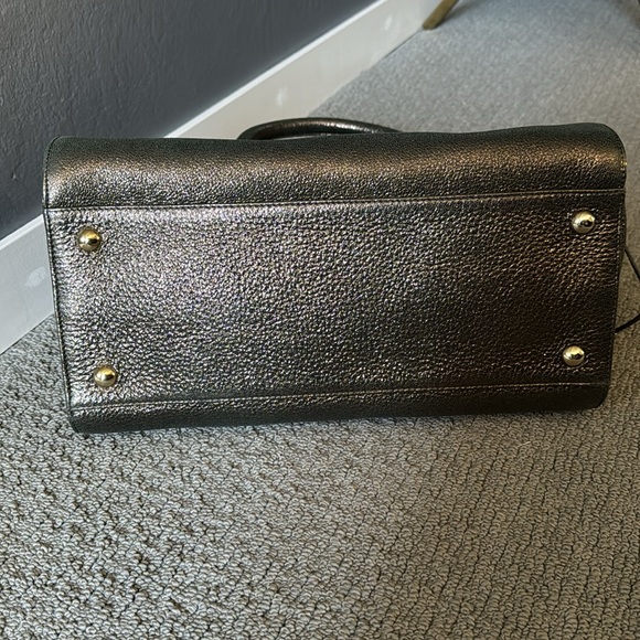 Jimmy Choo Handbag Women’s Rosalie Darkbrown Gunmetal Leather Medium Satchel NWT - Picture 4 of 12